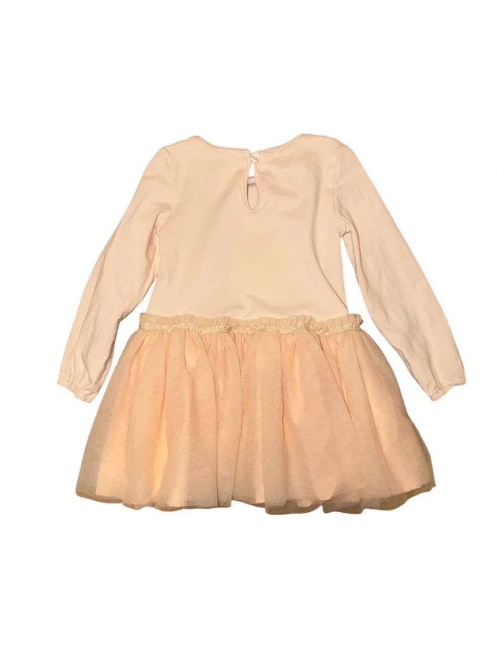 Edgehill Collection Pale Pink Tulle Dress with Long Sleeves